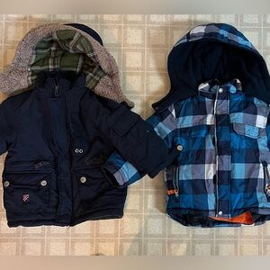 Oshkosh & Carter's Light Blue Plaid puffer Jackets 3T Lot
